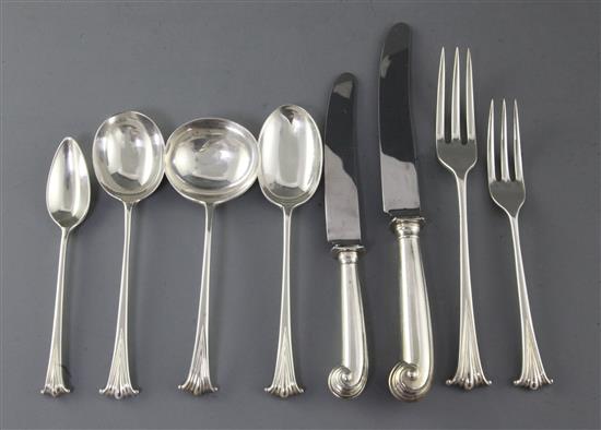 A 1960s canteen of silver onslow pattern cutlery for twelve by C.J. Vander Ltd, weighable silver 140 oz.